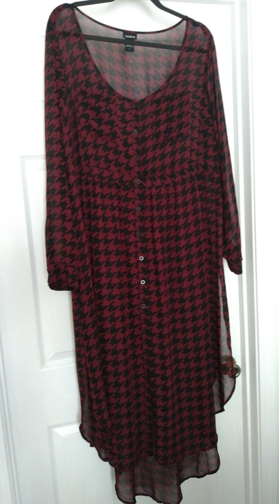 Sheer Houndstooth High Low Dress